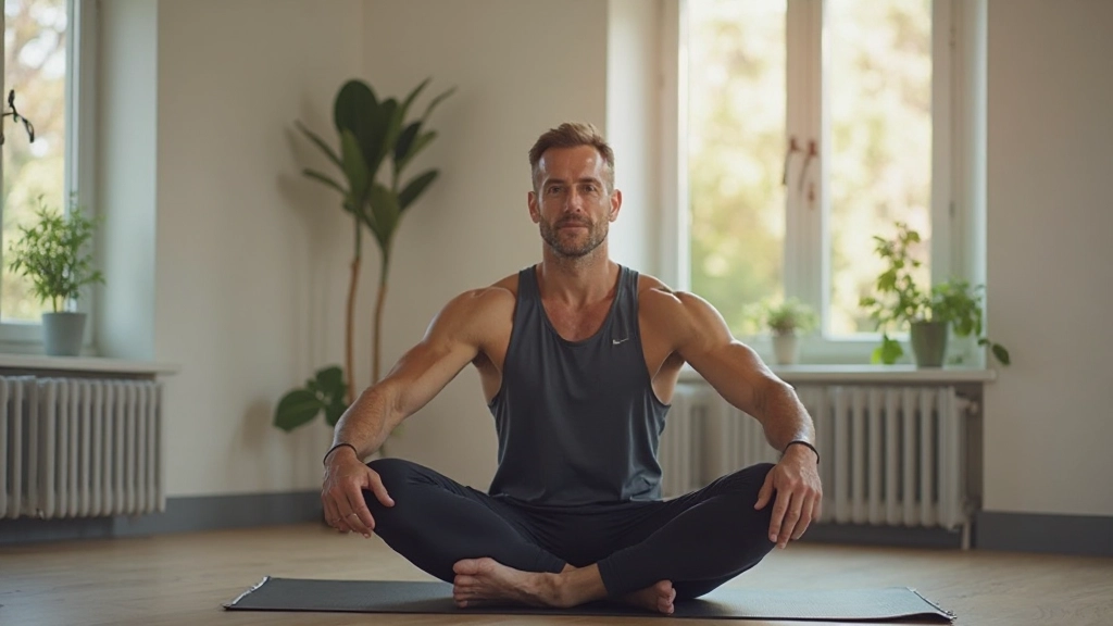 Persoon die beweegt en streekt in een zonnig fitness ruimte
