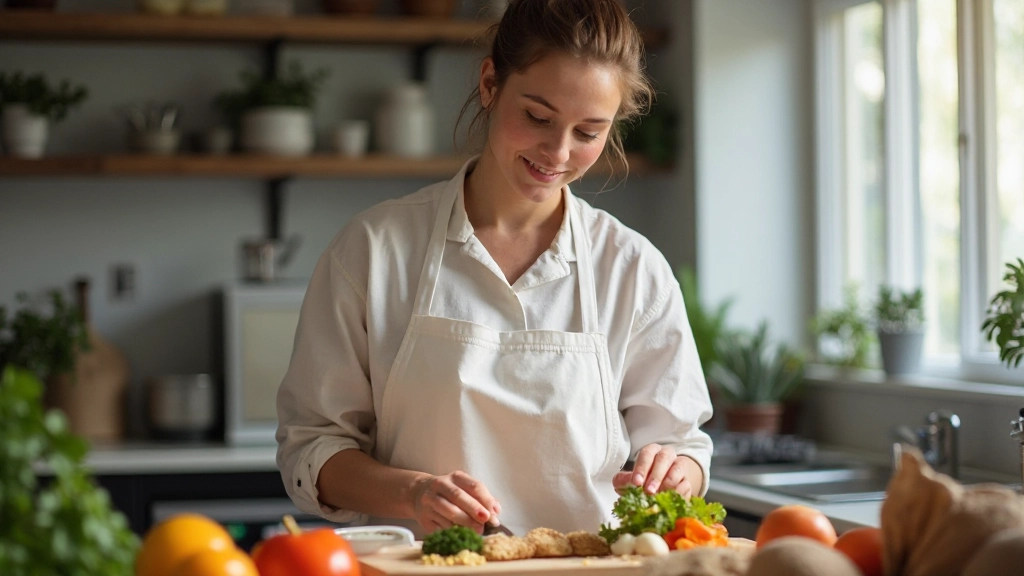 Gezonde maaltijdvoorbereiding met groenten en granen op donker bord